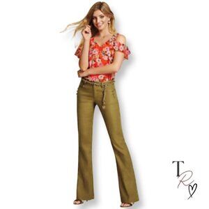 CAbi Lush Cold Shoulder Blouse in Orange & Multicolor Florals Size XS